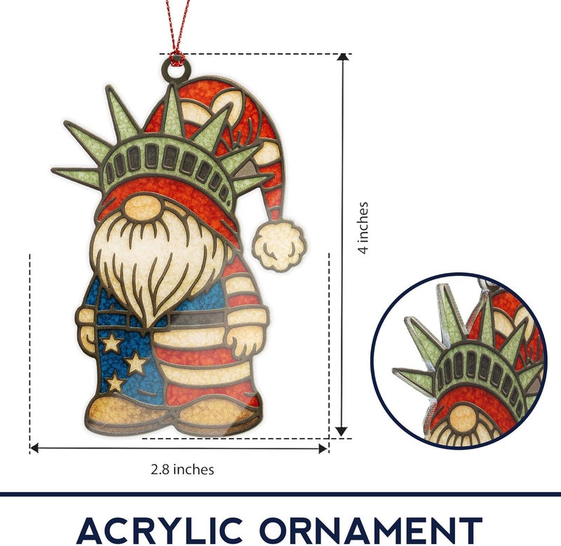 NELXI Gnome Christmas Tree Ornaments, Patriotic Christmas Ornaments, Patriotic Gnome Ornament in American Flag Colors, Gnome Gifts for Holiday Presents, Gift Exchange Ideas, Gnome Ornament Decorating Fun - Image 2